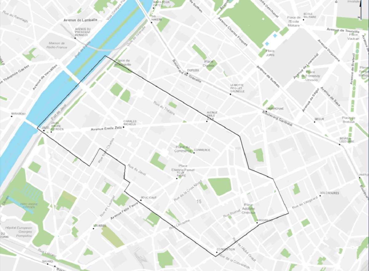 Plan des quartiers Emeriau - Zola, Violet - Commerce et Saint-Lambert