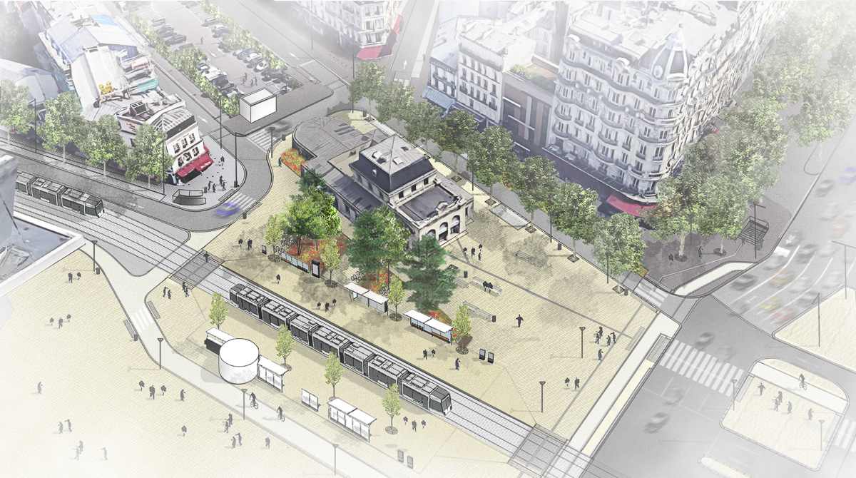 Station du T3 Porte Maillot, RER C