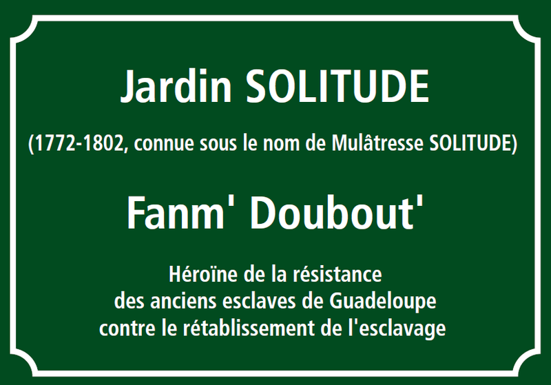 Commémoration de l'esclavage, Jardin Solitude