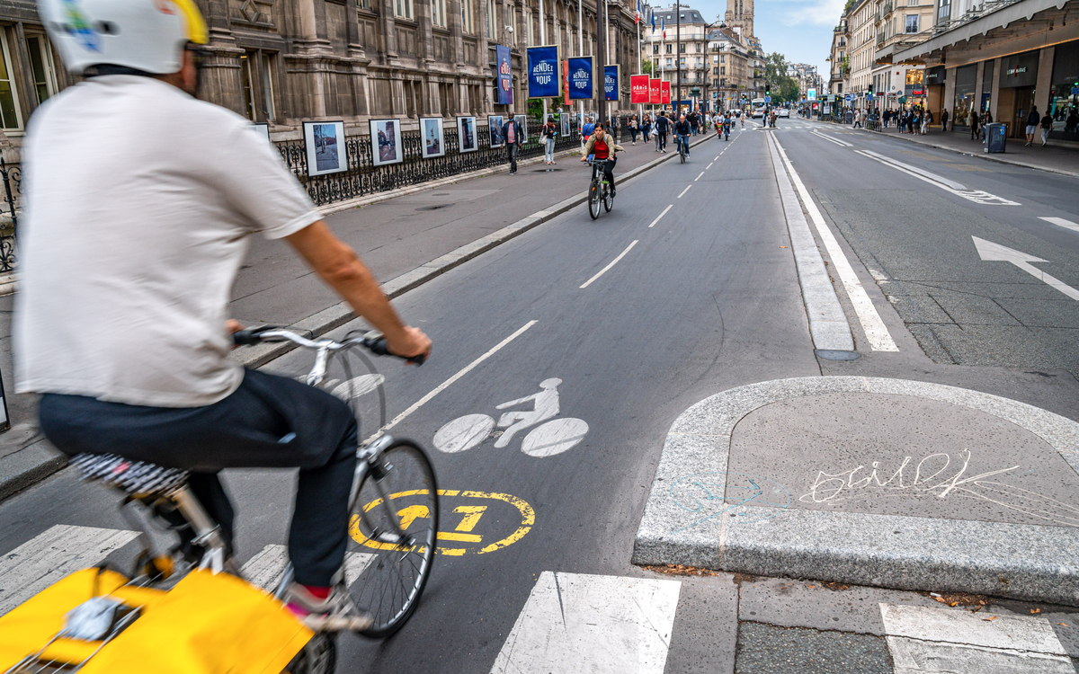 Pistes cyclables rue de Rivoli