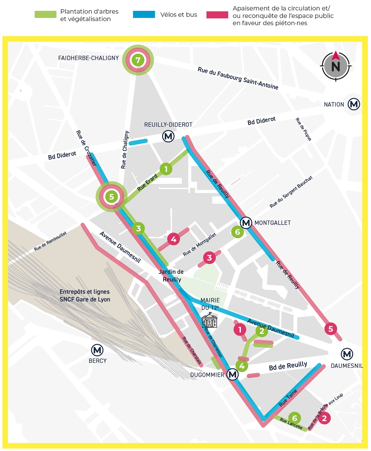 Plan des aménagements "Embellir votre quartier " 12e : Jardin de Reuilly