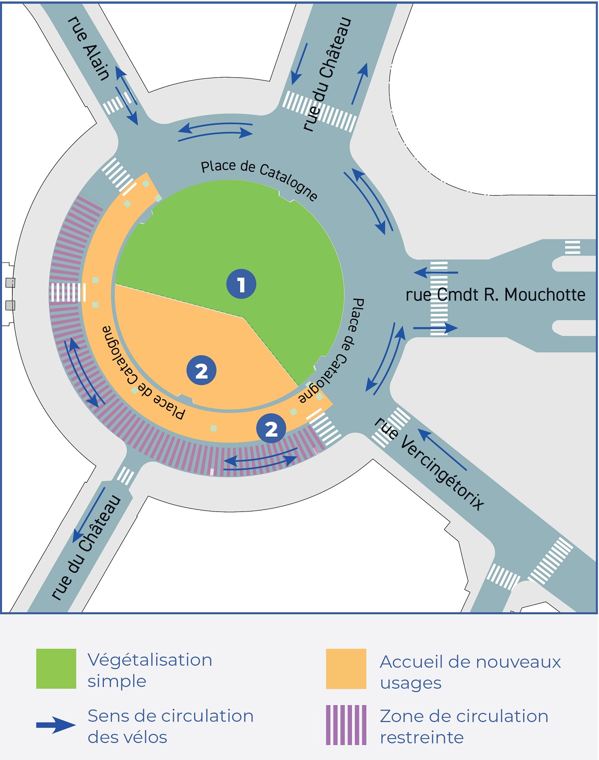 Plan de la préfiguration de l'aménagement place de Catalogne