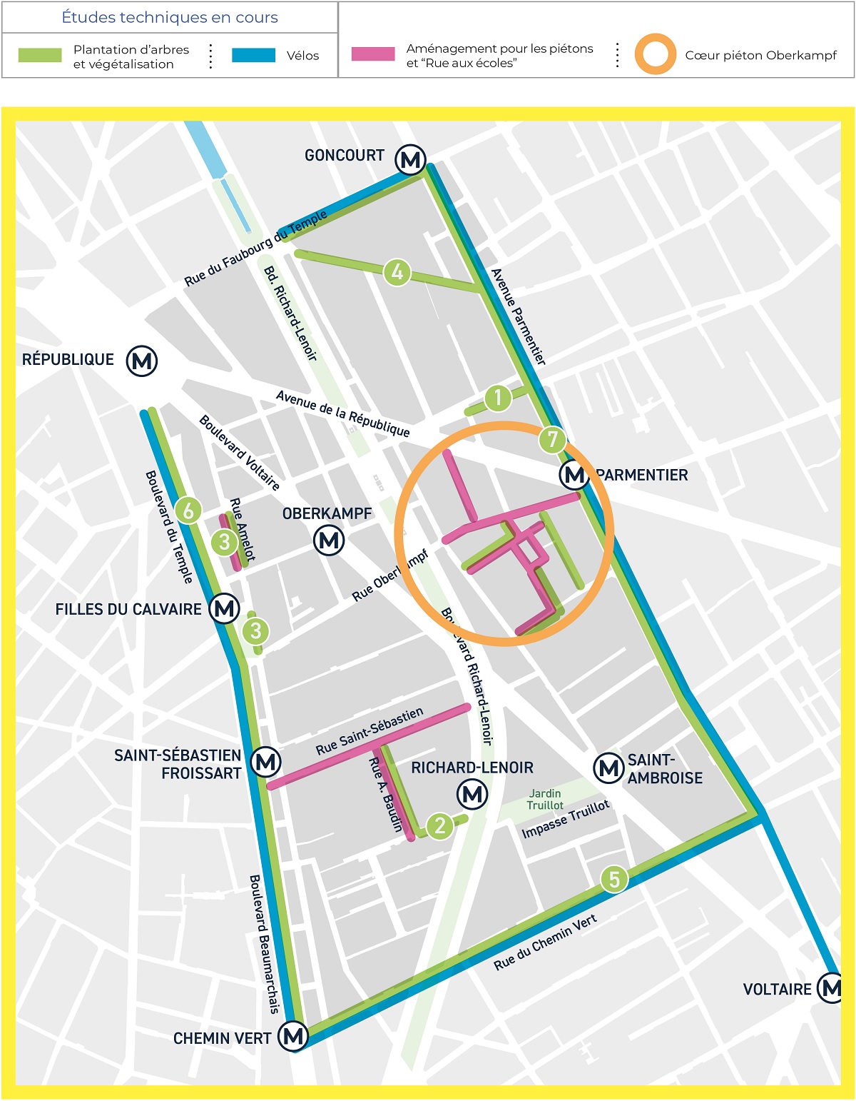 Le plan des études et aménagements du quartier République Saint-Ambroise