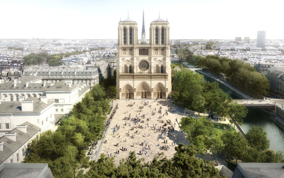 Vue aérienne du parvis